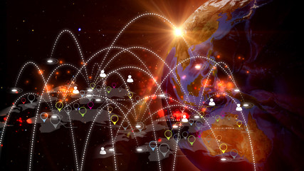 Global network concept. image from space furnished by NASA