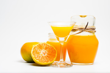 Orange juice in glass, beautiful