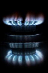 closeup of  flame of a hob