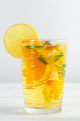 Lemonade. Drink with fresh lemons.