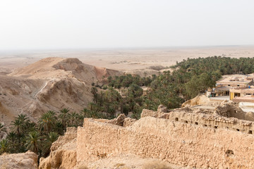 The oasis of Chebika and the old town of As-Sabikah, Tunisia