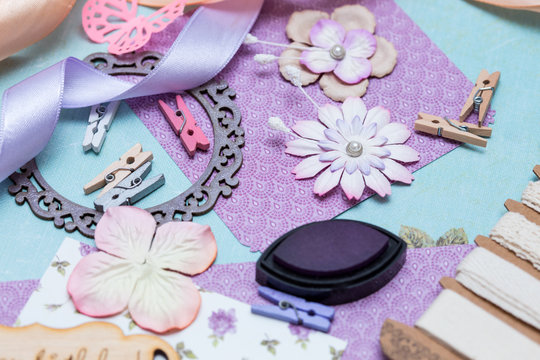 scrapbook - process of creating a postcard