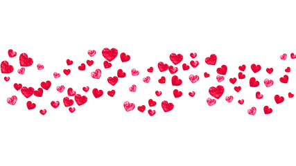 Valentines day card with glitter hearts.