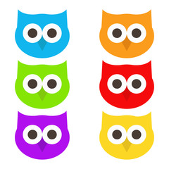 Owls. Set of owls. White background. Vector illustration.