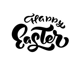 Vector happy Easter text Hand drawn calligraphy and brush pen isolated lettering. design for holiday greeting card and invitation of the happy Easter day