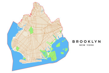 Vector map of Brooklyn, New York, USA