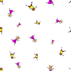 Kids seamless pattern in doodle style.