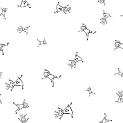 Kids seamless pattern in doodle style.