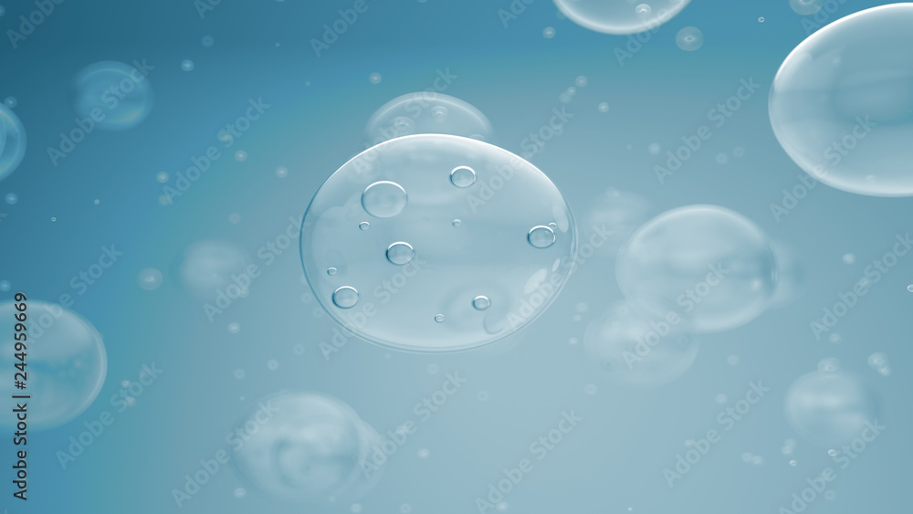 Aufkleber 3d render beauty background with bubbles. macro shot with close up on a water bubbles.