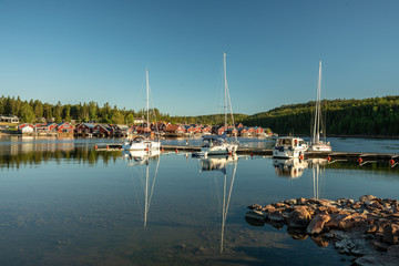 Fototapeta na wymiar Summer view of a fishing camp by the Swedish east coast