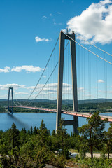 Fototapeta premium Large suspension bridge at the high coast in Sweden