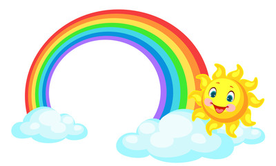 Beautiful rainbow with the sun vector illustration