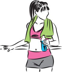 fitness girl with a bottle of water vector illustration