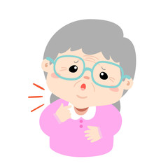 Grandmother sore throat cartoon vector.