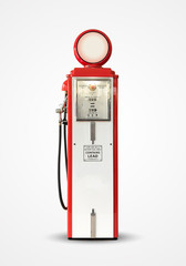 old vintage gasoline petrol pump isolated on plain background