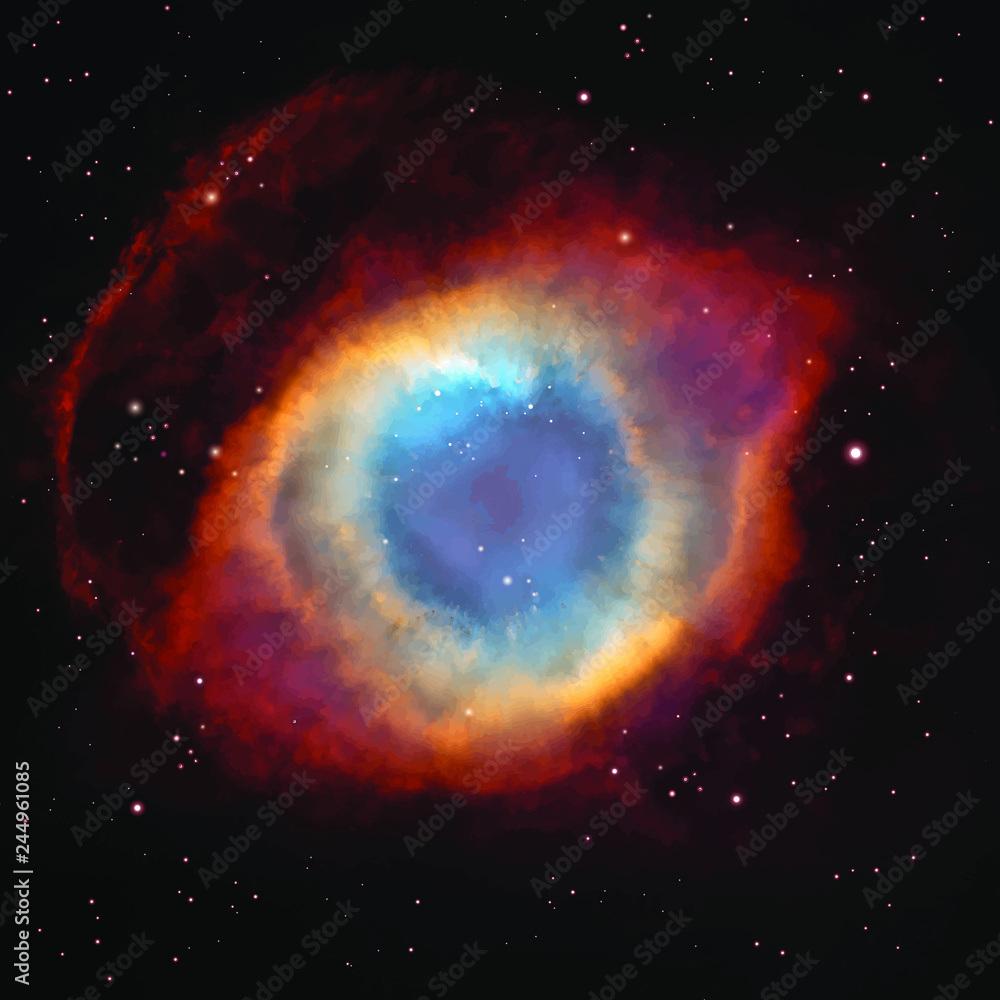 Wall mural vector helix nebula in the constellation aquarius. background with night sky and stars.