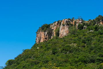 Fototapeta na wymiar A rocky outcrop in dense forest, Umgeni Valley Nature Reserve, South Africa.