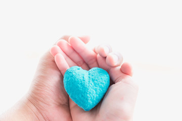 Fototapeta premium Hand holds the heart.the concept of love, Valentines day, symbol and romantic.