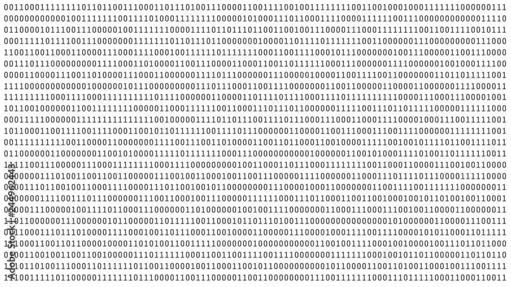 Fototapete 01 or binary numbers on the computer screen on white monitor background metrix, Digital data code in hacker or security technology concept. Abstract illustration