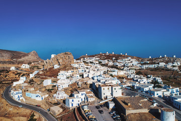 Amorgos island- Aerial view of Chora village. Greece, Cyclade