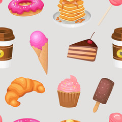 Candy, sweets seamless vector pattern.