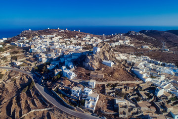 Amorgos island- Aerial view of Chora village. Greece, Cyclade