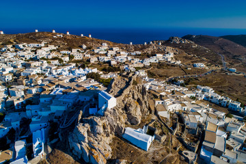 Amorgos island- Aerial view of Chora village. Greece, Cyclade