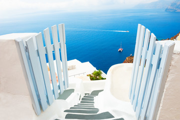 White architecture on Santorini island, Greece.