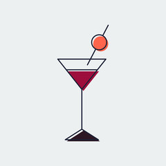 Martini Glass Line Flat Icon.Graphic Design.Vector Illustration