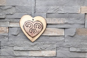 Valentine's heart on a brick wall background