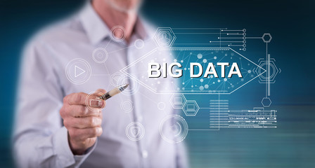 Man touching a big data concept
