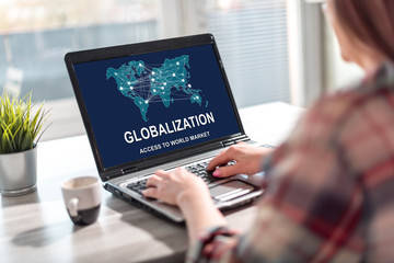 Globalization concept on a laptop screen