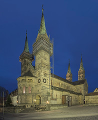 Fototapeta na wymiar Bamberg cathedral in dusk, Germany. The Cathedral Church of St Peter and St George was built in the 13th century.