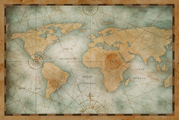 vintage color world map illustration based on image furnished by NASA © Andrey Kuzmin