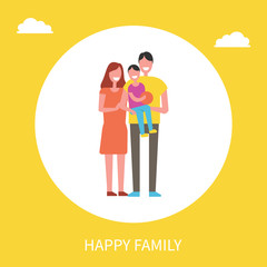 Happy Family Mother Father and Son Isolated Circle