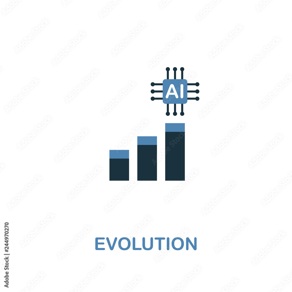 Poster evolution icon in two colors design. premium style from artificial intelligence icon collection. ui 