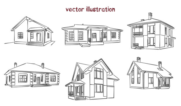 vector sketch of individual house