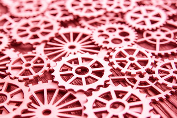 texture of wooden gears. the mechanism of interaction.