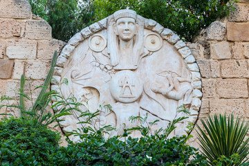 Yasmine Hammamet, TUNISIA - JULY 26 2018: The decorated wall in Yasmine Hammamet, Tunisia, Africa