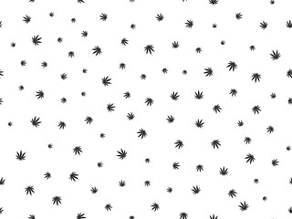 Cannabis seamless pattern. Marijuana floral pattern. Flat leaf of weed cannabis, monochrome black and whit. Marijuana design element seamless for fabric vector illustration.