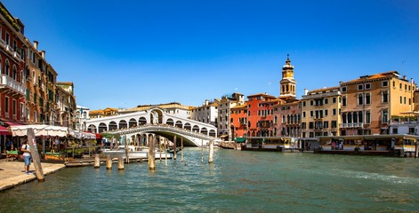 Italy beauty, Rialto bridge on Grand canal street in Venice, Venezia