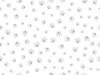 Cannabis seamless pattern. Marijuana floral pattern. Flat leaf of weed cannabis, monochrome black and whit. Marijuana design element seamless for fabric vector illustration.