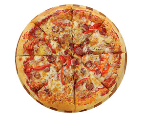 Pizza on the white background. This picture is perfect for you to design your restaurant menus.