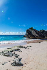 The rocky Bermudan coastline at Horseshoe Bay