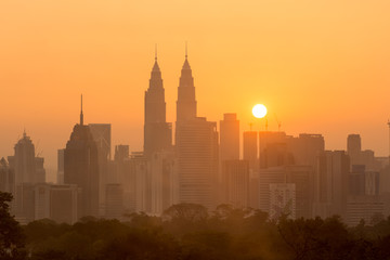 View of sunny day at downtown Kuala Lumpur, Malaysia