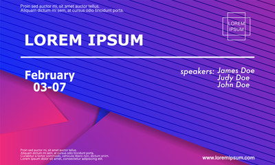 Obraz premium Conference invitation design template, flyer layout. Geometric background. Minimal abstract cover design. Creative colorful wallpaper. Trendy gradient poster. Vector illustration.