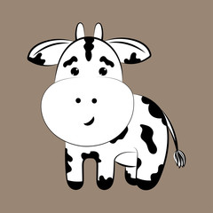 Cow on a dark background.