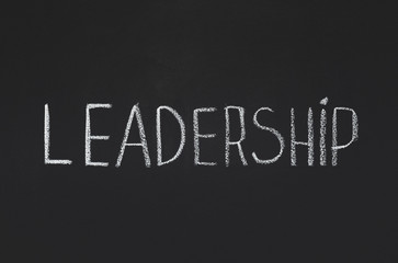 Fototapeta na wymiar Word Leadership written with white chalk on blackboard