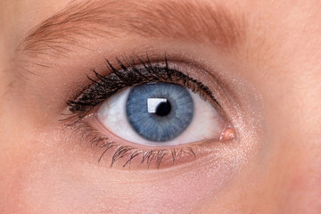 close up of human blue eye