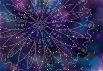 Abstract mandala graphic design and watercolor digital art painting for ancient geometric concept...